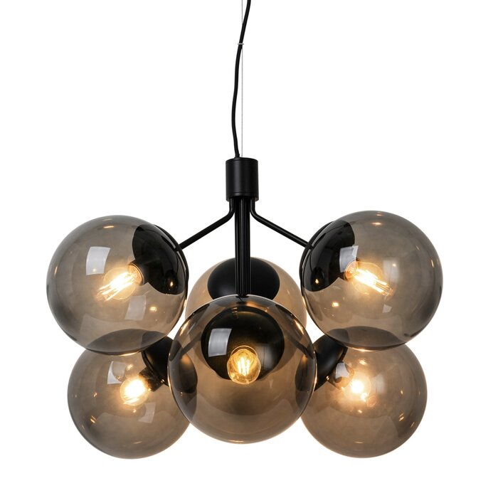 Ivoni - Black & Smoked 6 Light Pendant - Scandi Lighting