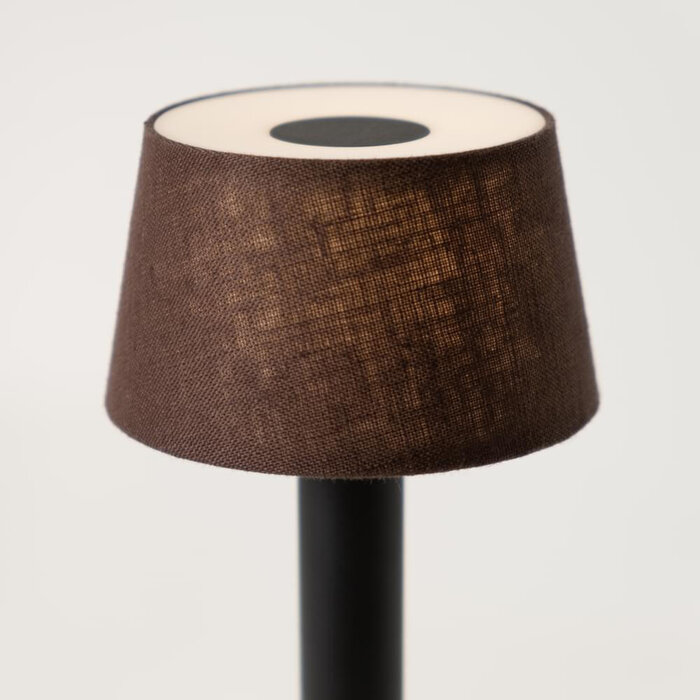 Noble Two Battery-Operated Table Lamp - Black & Brown Shade