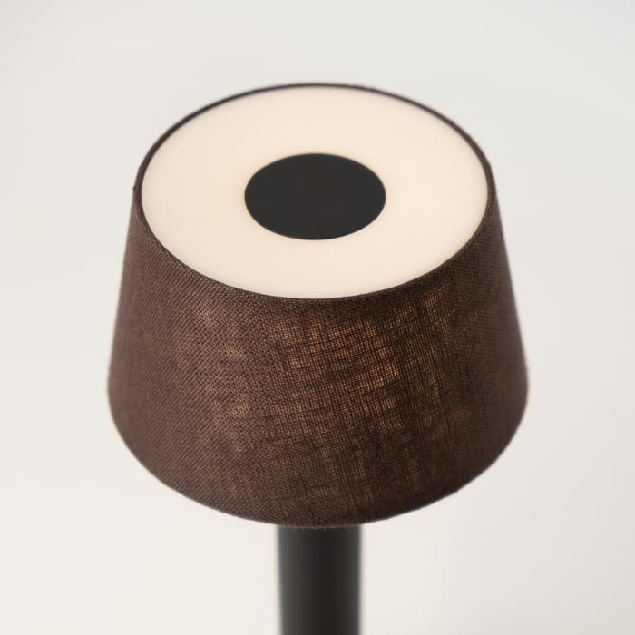 Noble Two Battery-Operated Table Lamp - Black & Brown Shade