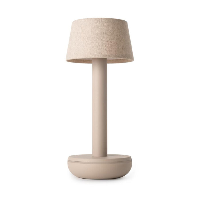 Noble Two Battery-Operated Table Lamp - Beige & Linen Shade