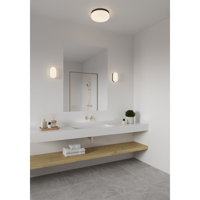 Surf - Modern Flush Bathroom Rated Ceiling Light - Black - IP44