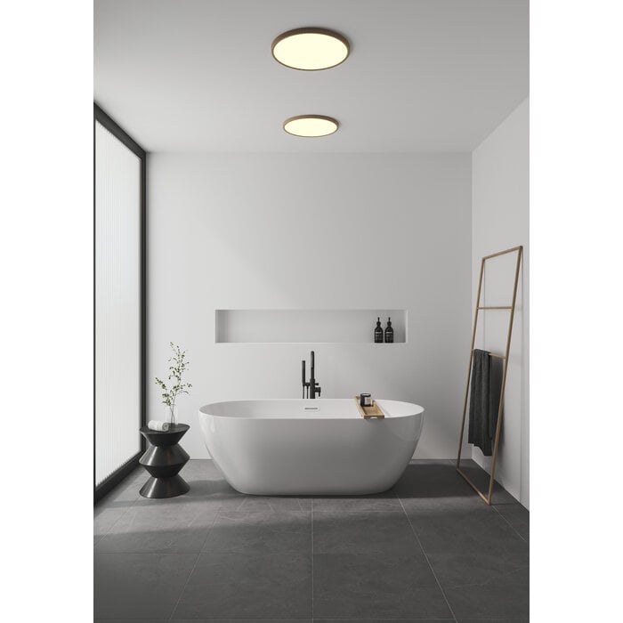 Ida - Kitchen & Bathroom Ultra-Slim 2700K LED Flush Ceiling Light - Wood - IP54 - Large - Dimmable