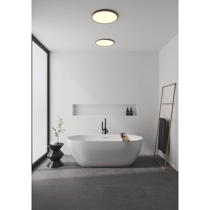 Ida - Kitchen & Bathroom Ultra-Slim LED Flush Ceiling Light - Wood - IP54 - Warm White