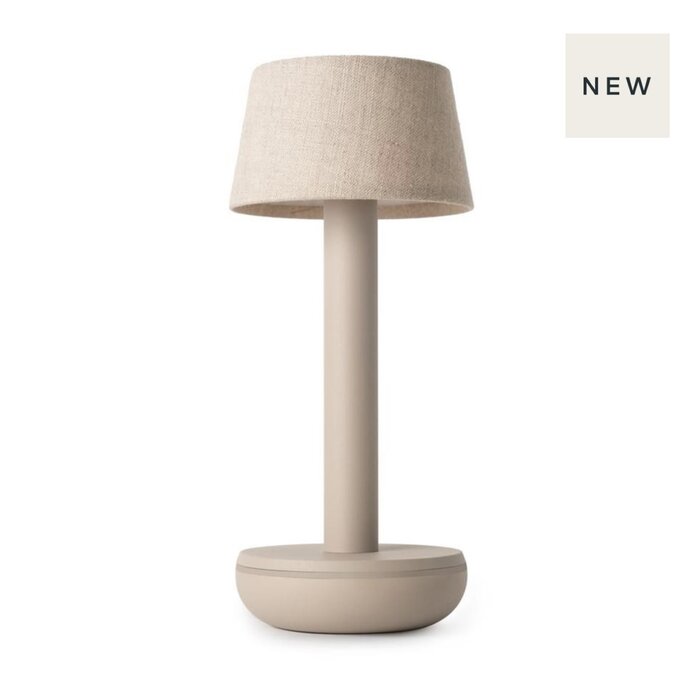 Noble Two Battery-Operated Table Lamp - Beige & Linen Shade