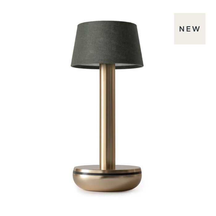 Noble Two Battery-Operated Table Lamp - Gold & Emerald Shade