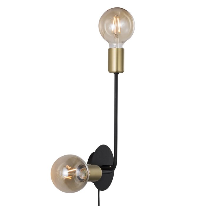 Josie - Industrial Wall Light - Plug-in - Black and Brass