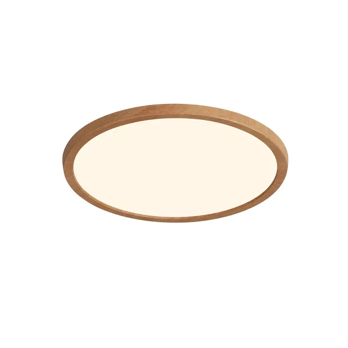 Ida - Kitchen & Bathroom Ultra-Slim 2700K LED Flush Ceiling Light - Wood - IP54 - Dimmable - Small