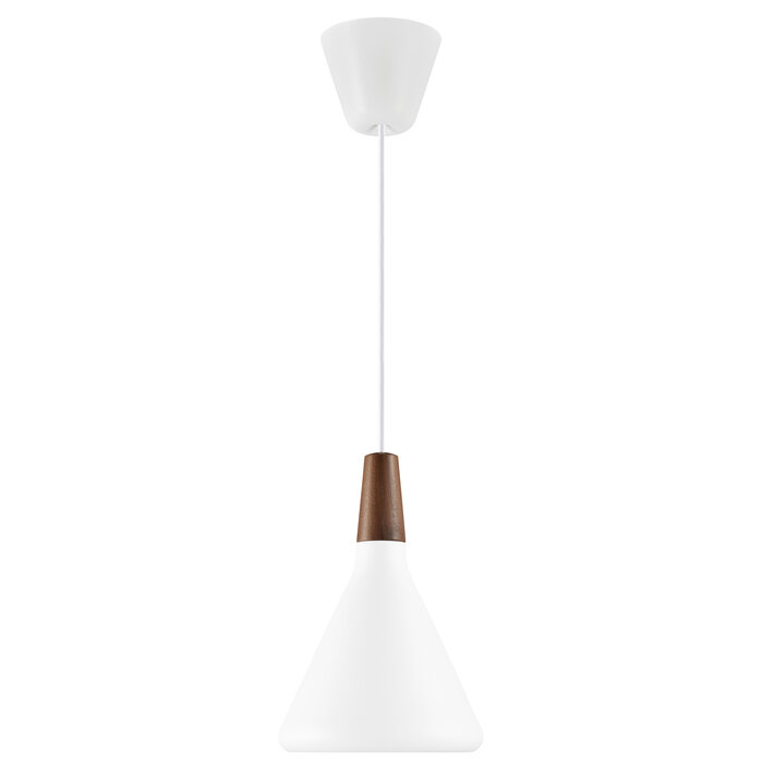 Nari - White Metal and Wood Scandi Pendant - Small