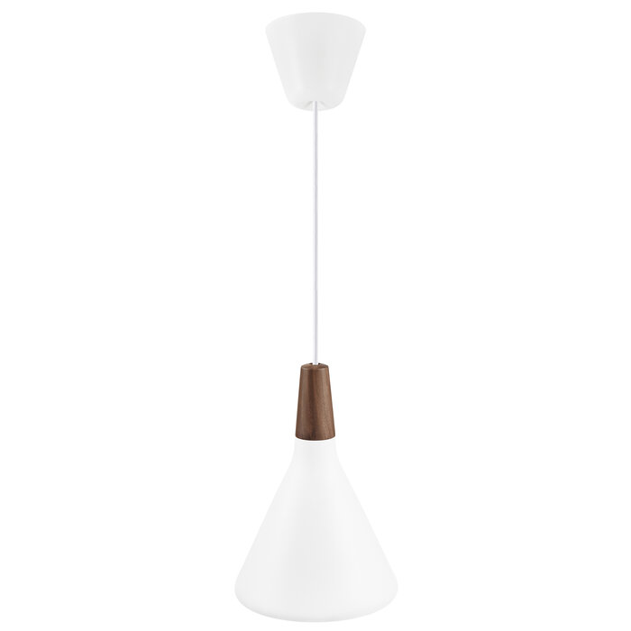 Nari - White Metal and Wood Scandi Pendant - Small