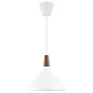 Nari - White Metal and Wood Scandi Pendant - Medium