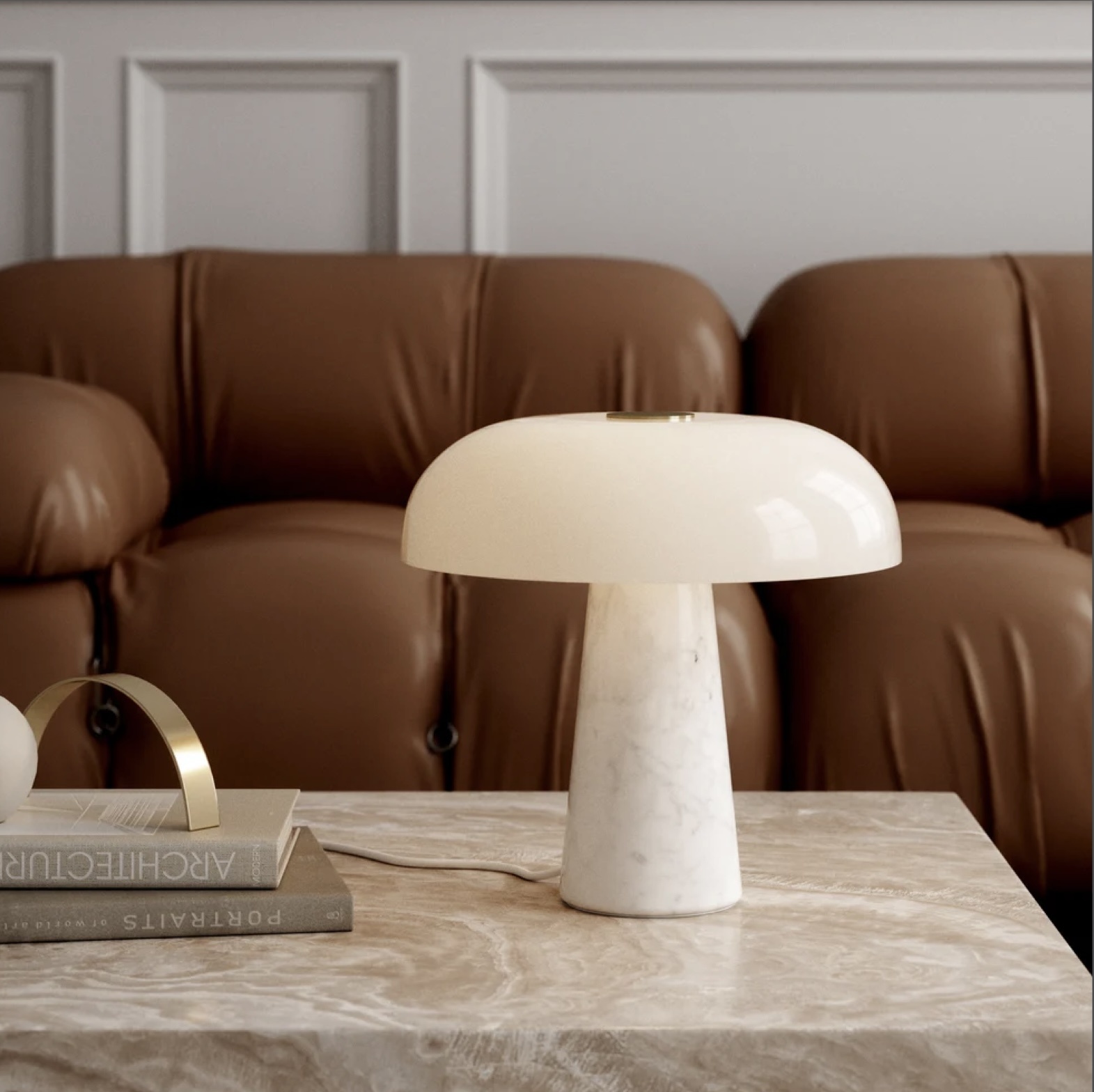 Glansig White Marble Scandi Table Lamp Lightbox