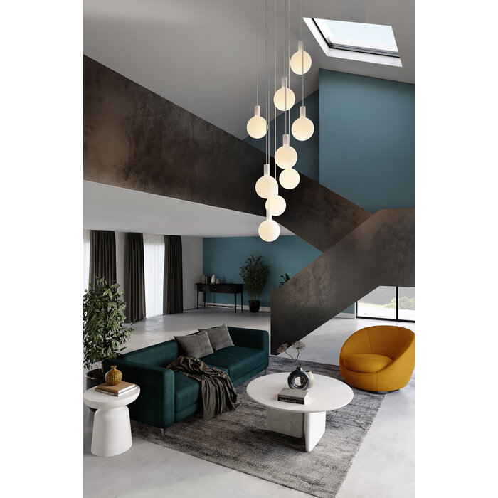 Alumina Nine Pendant + Sphere V - Tala - Large Minimalist Staircase Cluster Light