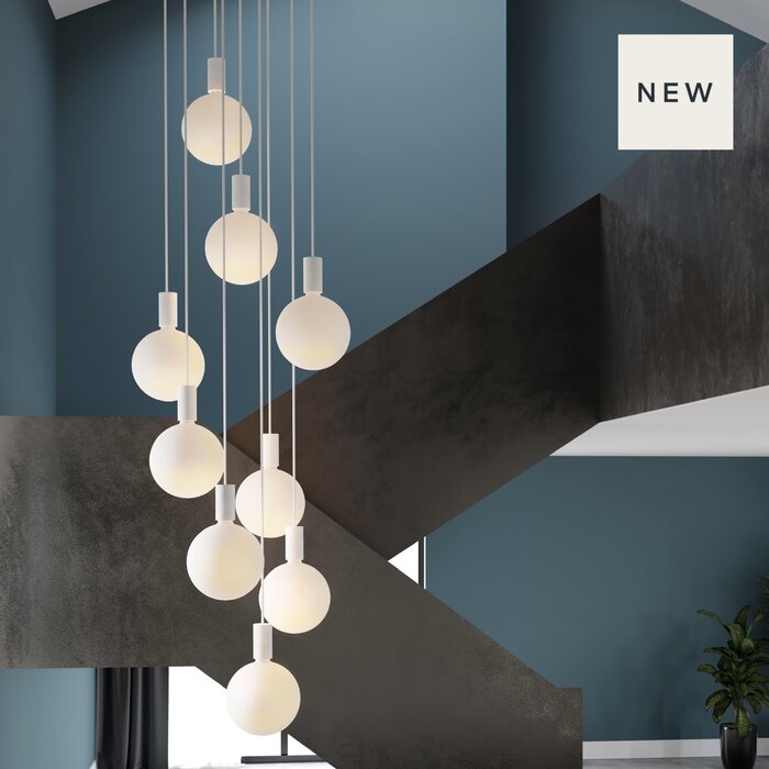 Alumina Nine Pendant + Sphere V - Tala - Large Minimalist Staircase Cluster Light