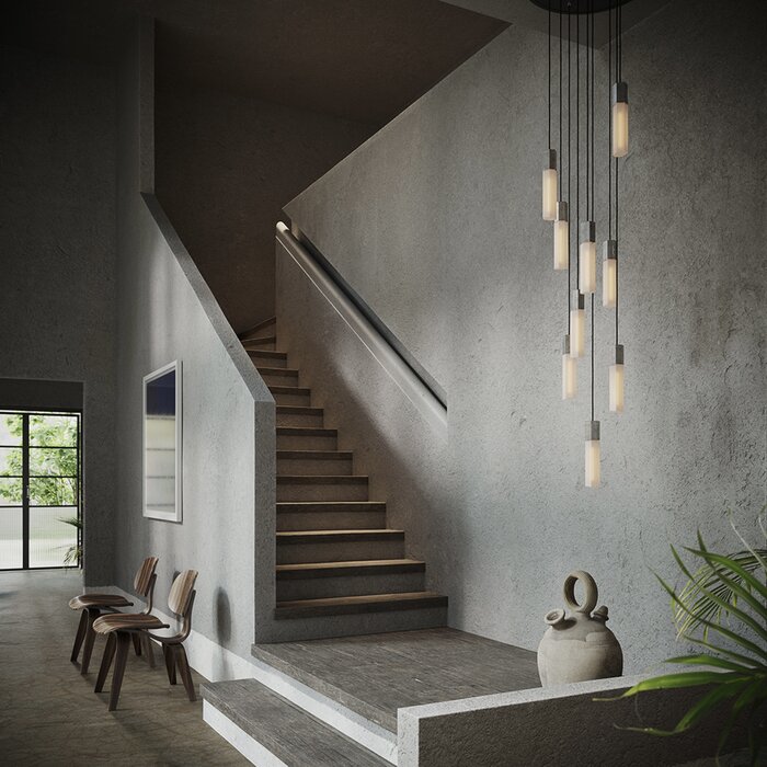 Basalt Nine Pendant - Stainless Steel - Tala - Modern Cluster Staircase Light