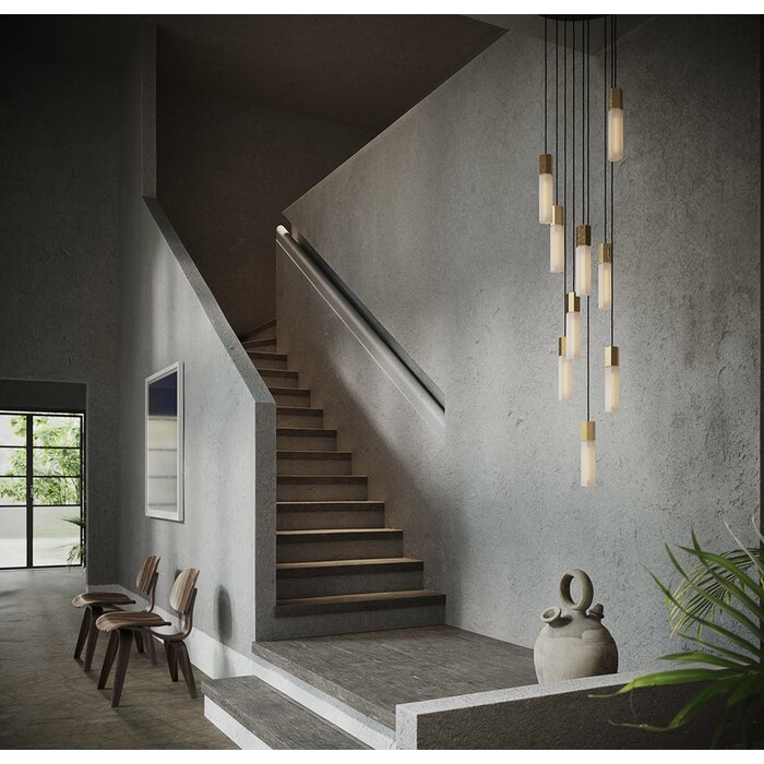 Basalt Nine Pendant - Brass - Tala - Large Modern Staircase Light