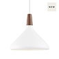 Nari - White Metal and Wood Scandi Pendant - Medium