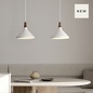 Nari - White Metal and Wood Scandi Pendant - Medium