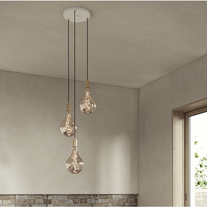 Triple Pendant + Voronoi II - Brass - Tala - Modern Industrial Cluster Pendant