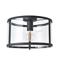 Hopton - Modern Classic Flush Glass Lantern Ceiling Light - Black