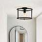 Hopton - Modern Classic Flush Glass Lantern Ceiling Light - Black