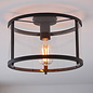 Hopton - Modern Classic Flush Glass Lantern Ceiling Light - Black