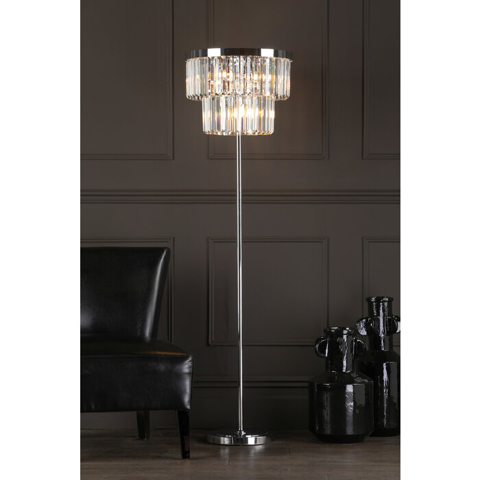 Athena - Large Art DecoCrystal & Chrome Floor Lamp