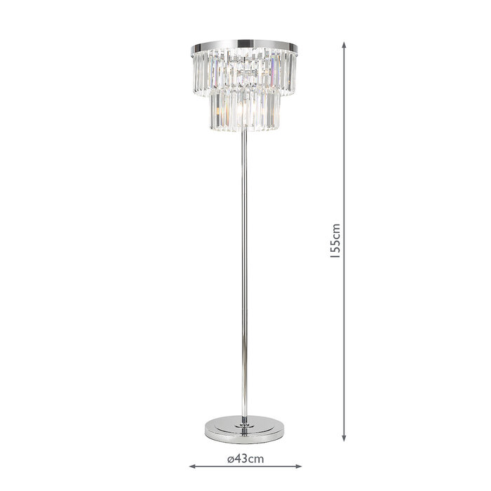 Athena - Large Art DecoCrystal & Chrome Floor Lamp