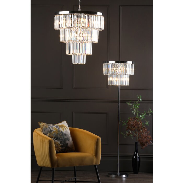 Athena - Large Art DecoCrystal & Chrome Floor Lamp