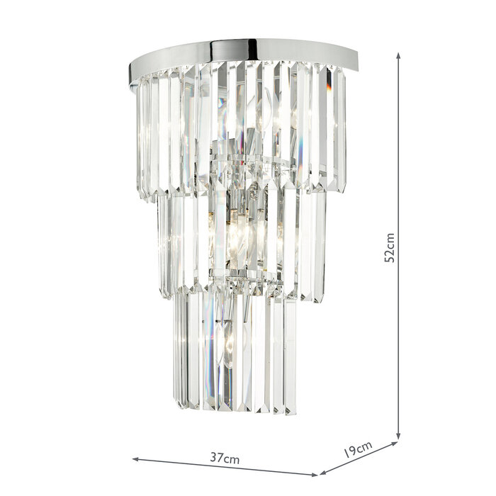 Athena - Large Art Deco Crystal & Chrome Wall Light - XL