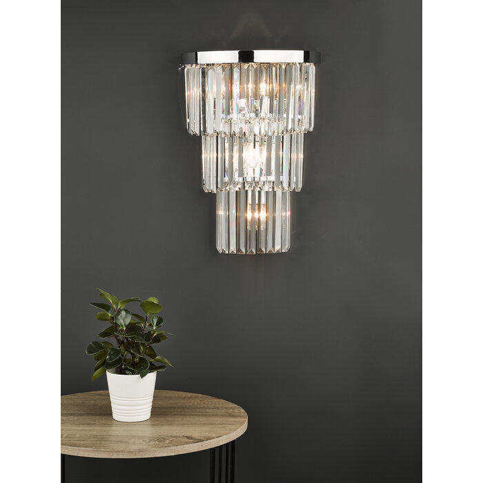 Athena - Large Art Deco Crystal & Chrome Wall Light - XL