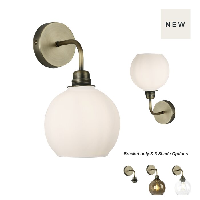 Apollo Wall Apollo Wall light fitting  - Antique Brass - Frosted Opal Glass - David Hunt