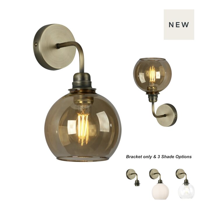 Apollo Wall Apollo Wall light fitting  - Antique Brass - Frosted Opal Glass - David Hunt