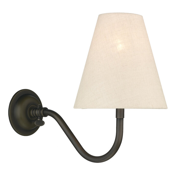 Hicks Single Wall Light in Black with Linen Shade - David Hunt