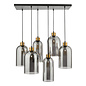 Cora - 6 Light Bar Pendant - Black and Smoked Glass