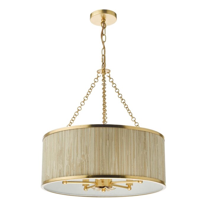 Nella - 5 Light Gold Leaf and Seagrass Shade Pendant