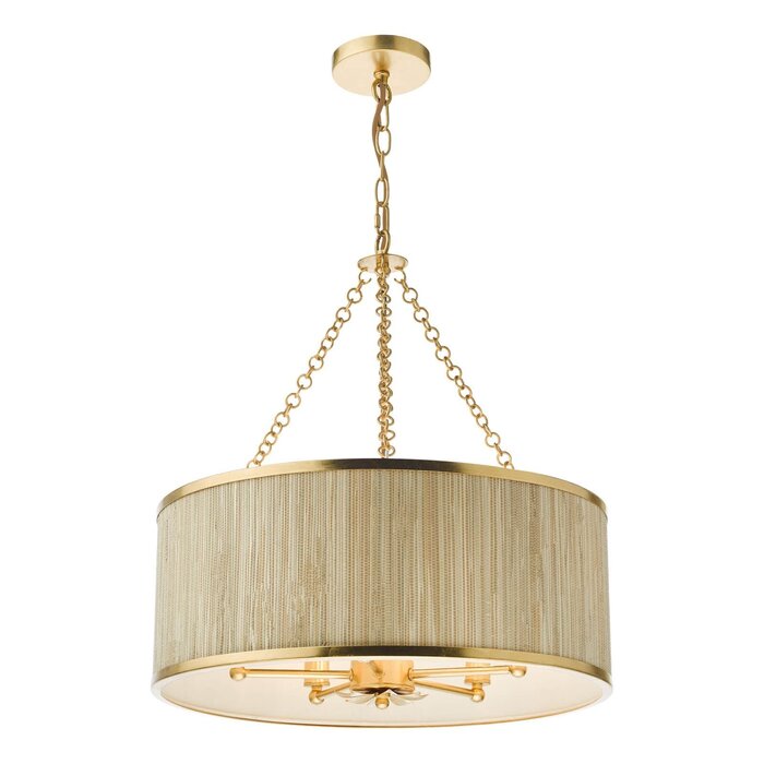 Nella - 5 Light Gold Leaf and Seagrass Shade Pendant