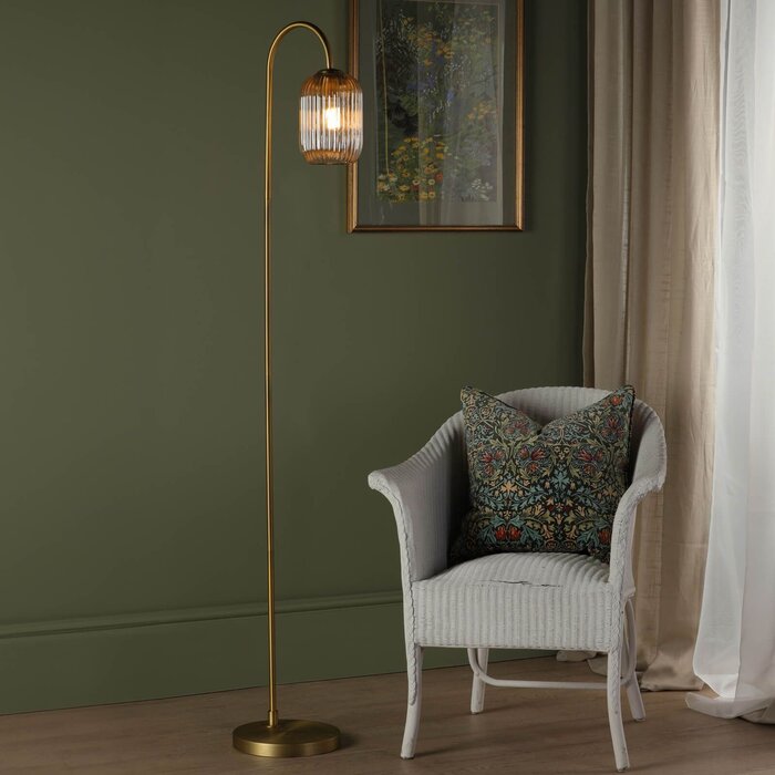 Idrah - Bronze & Champagne Glass Floor Lamp