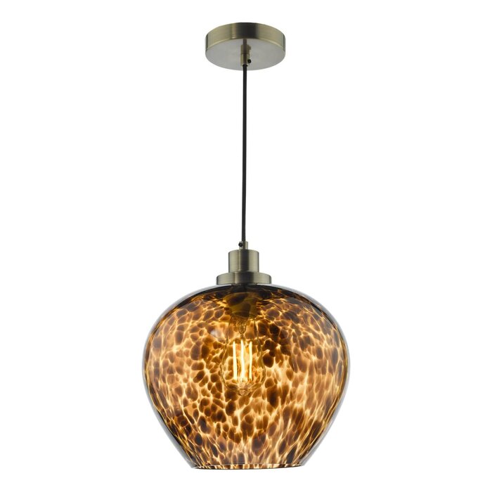 Lea - Tortoiseshell Glass and Brass Pendant