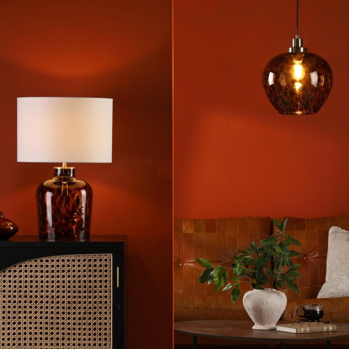 Lea - Tortoiseshell and Brass Table Lamp with Shade