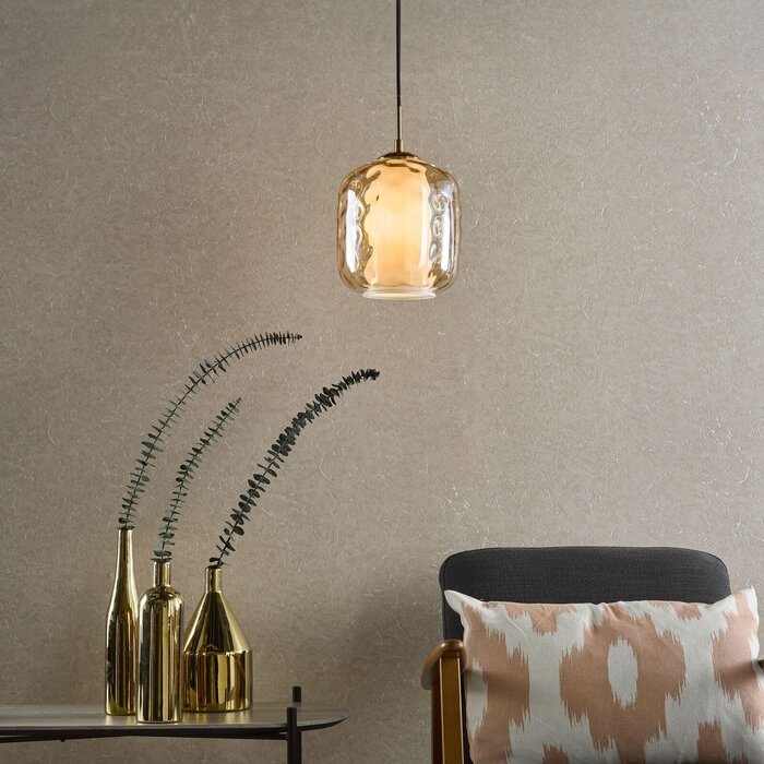 Majique - Champagne Glass and Brass Pendant