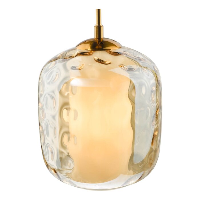 Majique - Champagne Glass and Brass Pendant