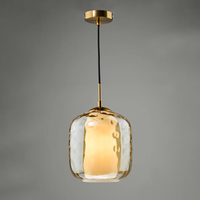 Majique - Champagne Glass and Brass Pendant