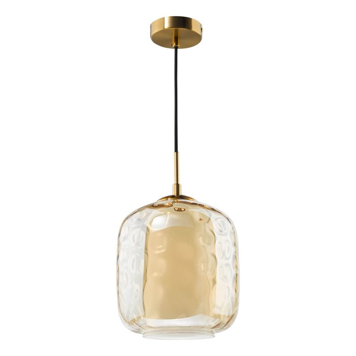 Majique - Champagne Glass and Brass Pendant