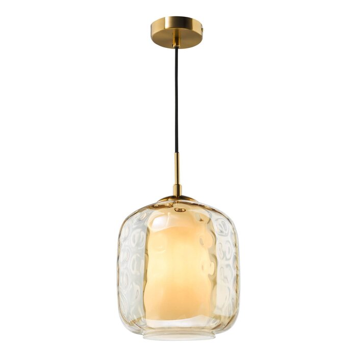 Majique - Champagne Glass and Brass Pendant