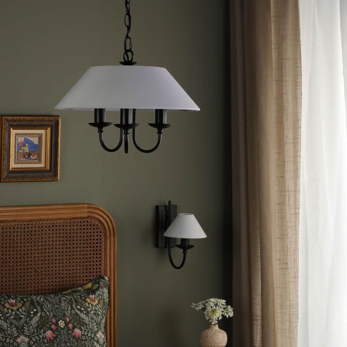 Siran - Coolie Shade Townhouse Shadelier Feature Light - 3 Light - Black