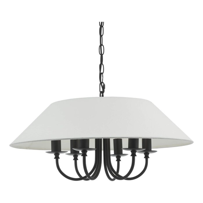 Siran - 6 Light Black Shadelier Feature Pendant with White Linen Shade