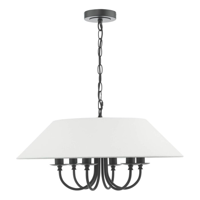 Siran - 6 Light Black Shadelier Feature Pendant with White Linen Shade