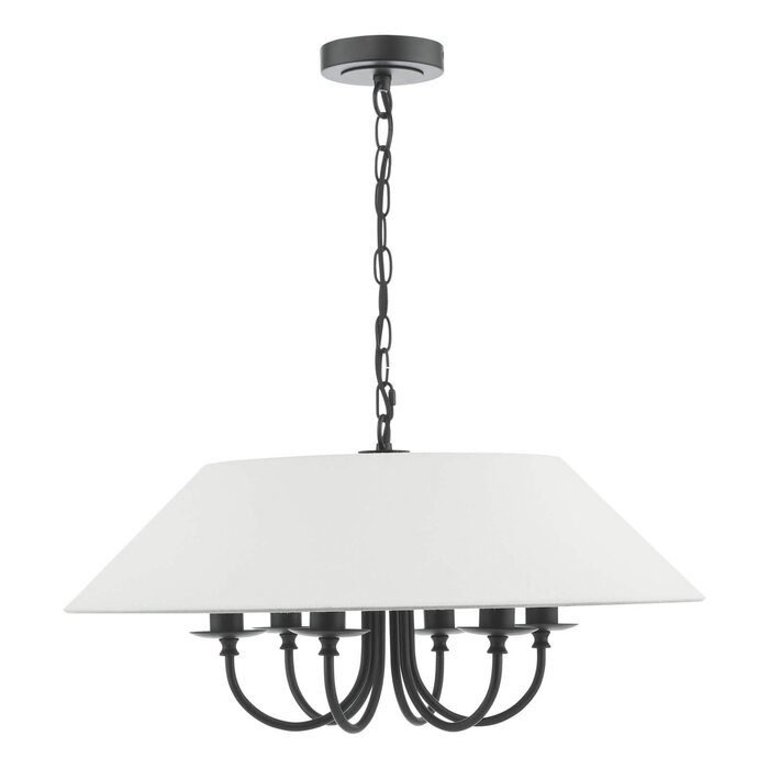 Siran - 6 Light Black Shadelier Feature Pendant with White Linen Shade