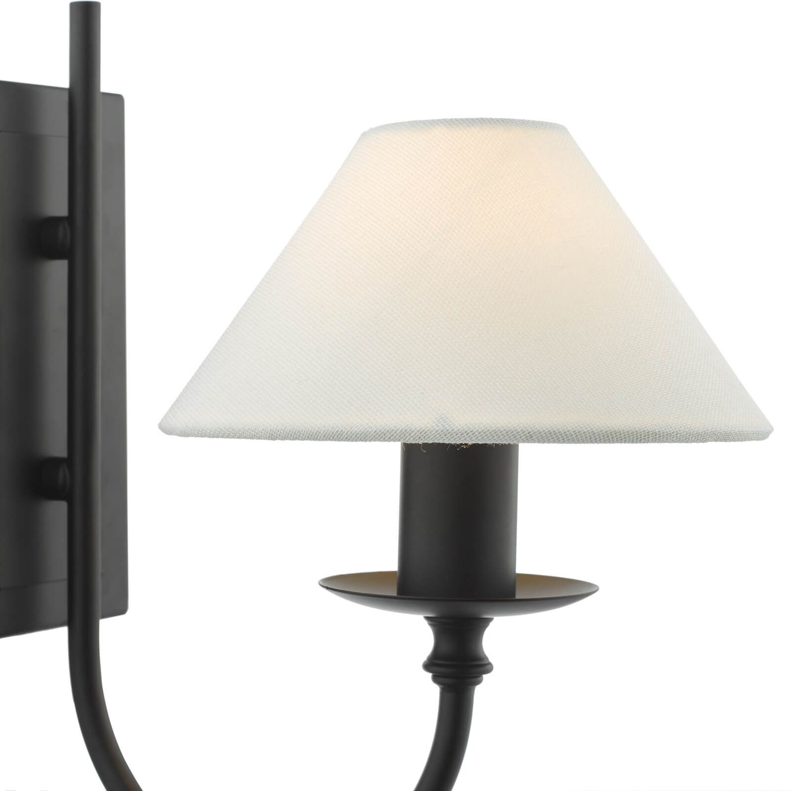 Black wall sconce 2024 with white shade