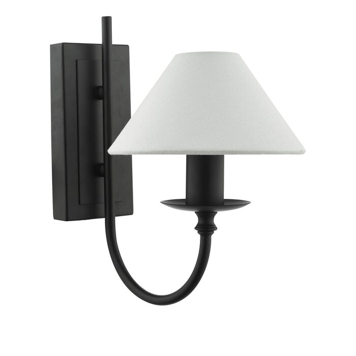 Siran - Black Plug In Wall Light with White Linen Shade